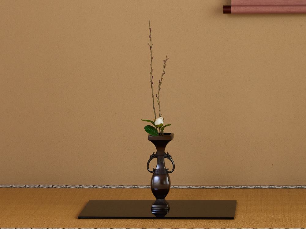 茶道具 古銅 四方 獣耳 花生(K-XA817) 茶道具 古銅 四方 獣耳 花生(K-XA817)