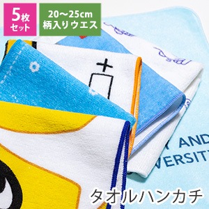 ウエス B級タオル 柄入り タオルハンカチ 5枚セット アウトレット