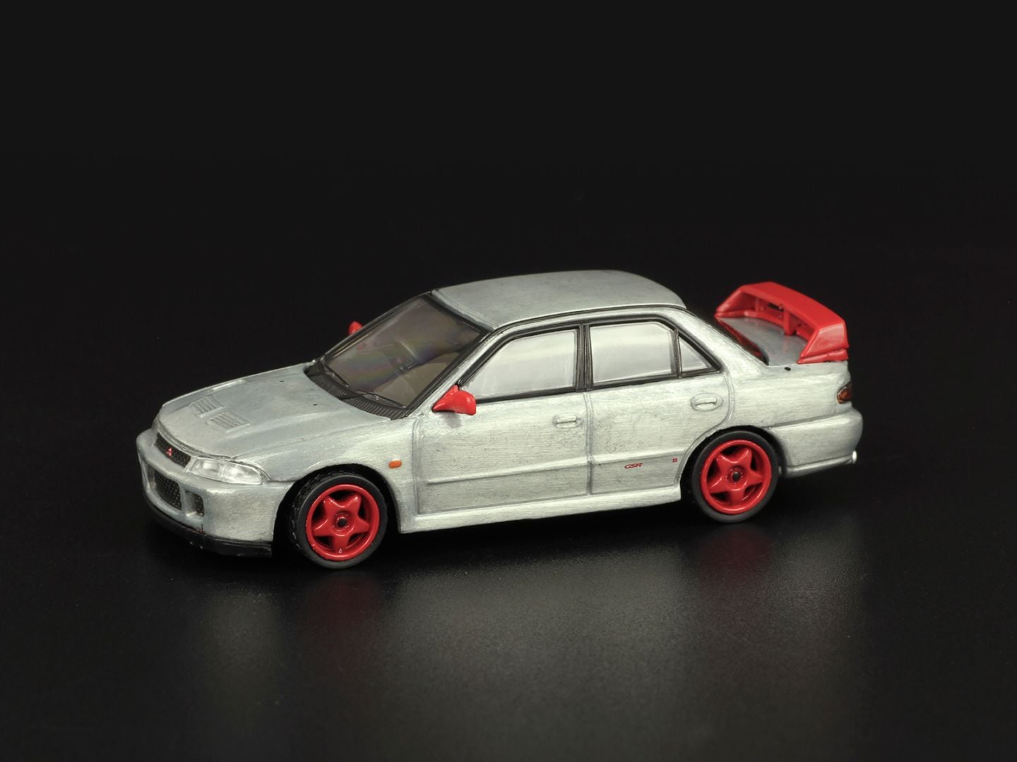 【チェイスカー】Tarmac Works 1/64 Mitsubishi Lancer GSR Evolution II Red Model Car + Trading Cards Combo Set