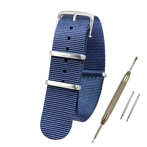 【送料無料 ネコポス便】TARO'S NATOタイプ時計バンド 交換ベルト Nylon Watch Band ネイビーブルー 【 バネ棒外し・バネ棒2本・交換マニュアル付 】 ベルト幅22mm NATO-C7640-22