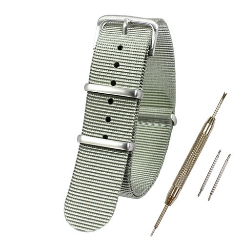 【送料無料 ネコポス便】TARO'S NATOタイプ時計バンド 交換ベルト Nylon Watch Band グレー 【 バネ棒外し・バネ棒2本・交換マニュアル付 】 ベルト幅22mm NATO-C7664-22