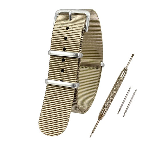 【送料無料 ネコポス便】TARO'S NATOタイプ時計バンド 交換ベルト Nylon Watch Band サンディー 【 バネ棒外し・バネ棒2本・交換マニュアル付 】 ベルト幅22mm NATO-C7671-22