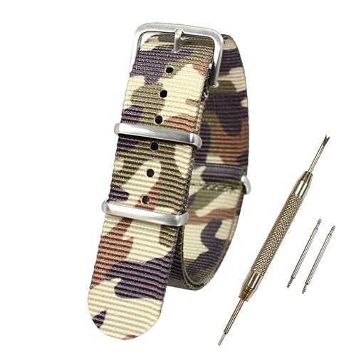 【送料無料 ネコポス便】TARO'S NATOタイプ時計バンド 交換ベルト Nylon Watch Band 迷彩NO.2 【 バネ棒外し・バネ棒2本・交換マニュアル付 】 ベルト幅22mm NATO-M7718-22