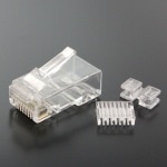 RJ45プラグ CAT6 8極8芯 単線/撚り線共用 3ピース 50u金メッキ 10個入[CRJ45K6-10P3]