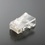 RJ45プラグ CAT5E 8極8芯 単線/撚り線共用 50u金メッキ 100個入[CRJ45K5-100P]|ＲＪ４５プラグ　LANケーブル　ＣＡＴ５Ｅ用　単/撚り共用|RJ45モジュラープラグ
