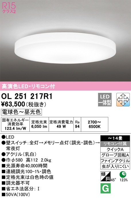 【動作確認済】【中古】本体・リモコンのみ オーデリック LED シーリングライト ～OL251460 ODELIC（オーデリック） RC914 別売リモコン（シーリングライト専用