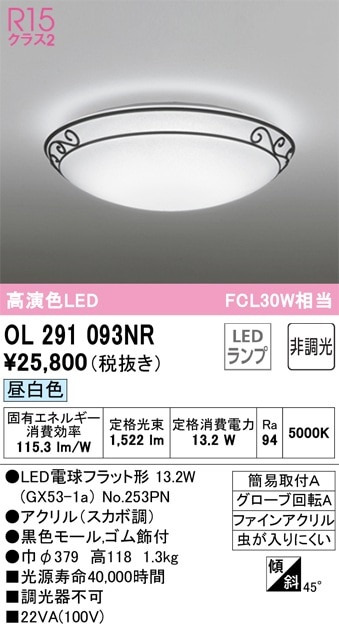 OL291093LR オーデリック LED小型シーリングライト 電球色【OL291093LD