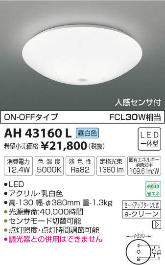 LSEBC2061KLE1 パナソニック 人感センサー付 LED小型シーリングライト