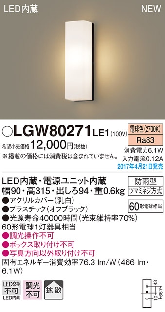 Panasonic LGW 80421LE1 2個セット macocoro_lgw80421le1