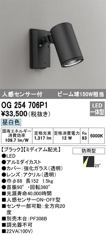 LGWC47007CE1 パナソニック 人感センサー付 屋外用LEDスポットライト