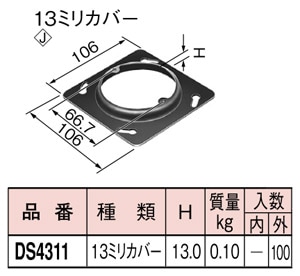 DS4311 パナソニック 埋込ボックス用 中型四角丸穴カバー 即配・速配