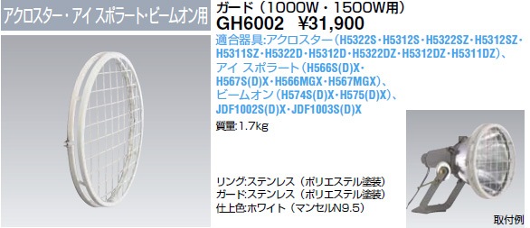 GH6002 岩崎電気 HID丸形投光器用ガード (アクロスター・アイスポ