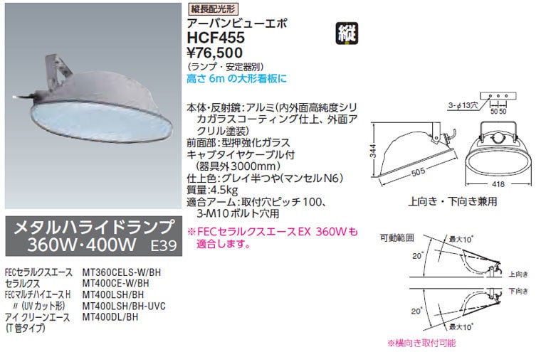 HCF455 岩崎電気 サイン広告用投光器(縦長配光) 即配・速配ならプロ 