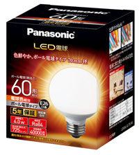 LDG6L-G/70/W パナソニック LED電球[ボール電球タイプ](6.0W、E26、電球色)