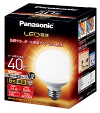 LDG4L-G/70/W パナソニック LED電球[ボール電球タイプ](3.6W、E26、電球色)