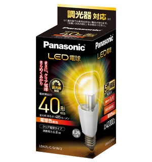 LDA7L/C/D/W2 パナソニック LEDクリア電球[調光器対応](6.8W、E26、電球色)