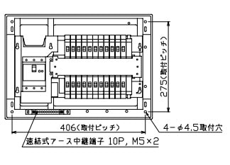 MAG35222 テンパール工業 住宅用分電盤(扉付、露出・半埋込形、22+2、50A)