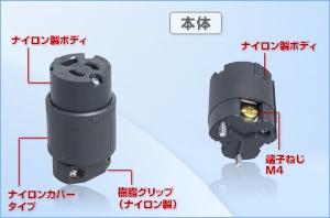 7114GNZ アメリカン電機 コードコネクタボディ 平刃形(15A、接地形2P