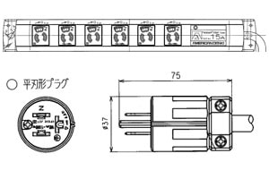KC1330NF アメリカン電機 マルチユースOAタップ 抜止形×6（平刃形、3m