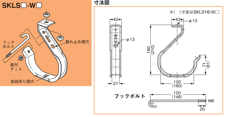 SKLS16-W4 ネグロス サキラック ケーブル支持金具(吊りボルト用、電気亜鉛めっき)