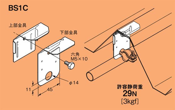 受注品】BS1C ネグロス サイロック 折板屋根用電線管支持金具【代引き