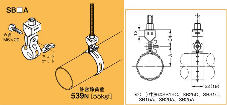 SB20A ネグロス 吊り金具 吊りバンド(配管用鋼管用、10個入) 即配