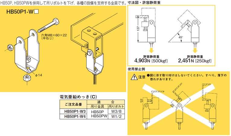 HB50P1-W3 ネグロス 下部金具(HB50P・HB50PW用) 即配・速配ならプロ 