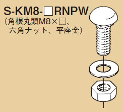 S-KM8-15RNPW ネグロス 角根丸頭ボルト[ナット付](ステンレス鋼、20個入)