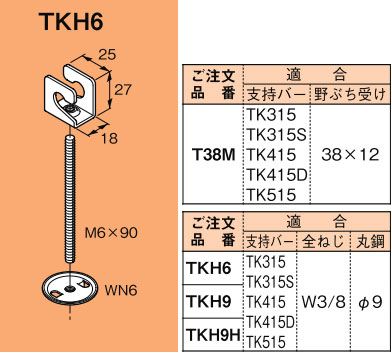 TKH6 ネグロス 二重天井用照明器具支持バー固定金具(埋込型蛍光灯器具