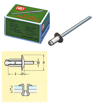 AS-616 マーベル ブラインドリベット（カシメ厚25.4、軸径4.8、500本入）