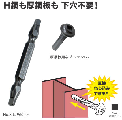 ATB-519S ジェフコム/デンサン 厚鋼板用ネジ（ステンレス・ビット付） 27本入