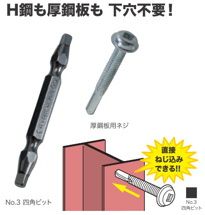 ATB-535 ジェフコム/デンサン 厚鋼板用ネジ（ビット付） 40本入