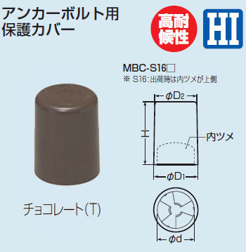 MBC-S16T 未来工業 ワンタッチボルトカバー(チョコレート、8個入)