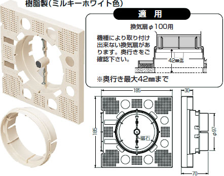 PYPT-100 未来工業 換気扇固定台座(天井用) 即配・速配ならプロ向け 