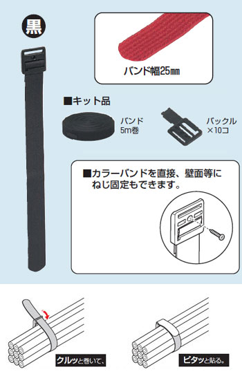 KKB-5MK 未来工業 カラーバンド キット品[25mm×5m巻](黒色)