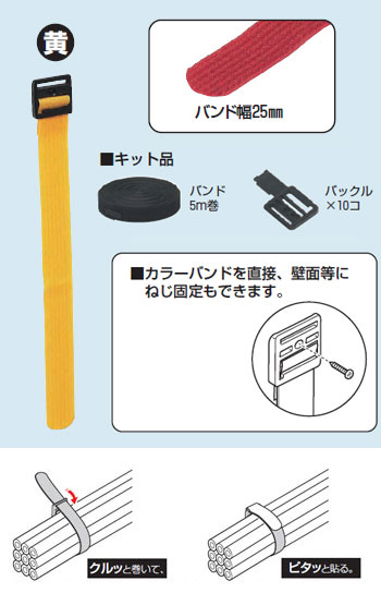 KKB-5MY 未来工業 カラーバンド キット品[25mm×5m巻](黄色)