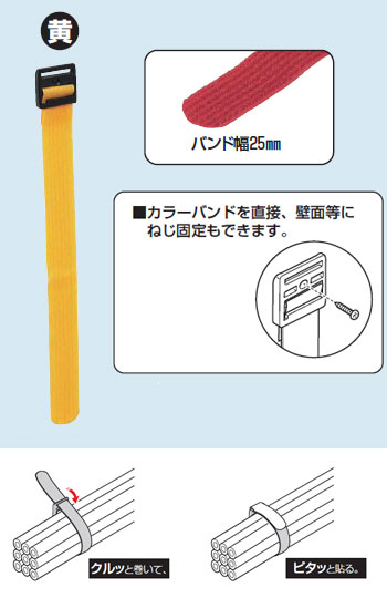 KKB-300Y 未来工業 カラーバンド[25mm×300mm](黄色、10本入)