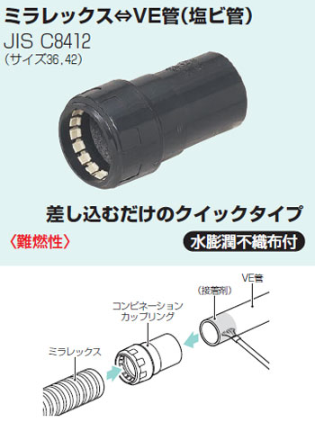 MFVE-54A 未来工業 コンビネーションカップリング(ミラレックス←→VE管)