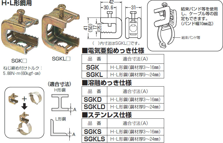 同封専用 SGKS 未来工業 形鋼金具(ステンレス仕様)20個入 即配・速配