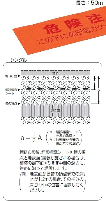 MHS3-ST 未来 埋設標識シート(幅300mm・シングル)低圧電力表示 即配