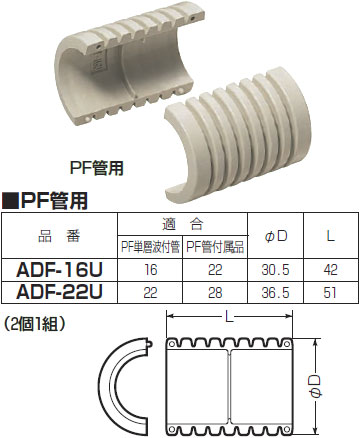 ADF-16U 未来工業 変換アダプタ(PF管用)（10組入） 即配・速配ならプロ