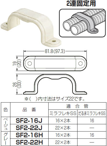 SF2-16J 未来工業 PF管連サドル(ベージュ)(20個入)