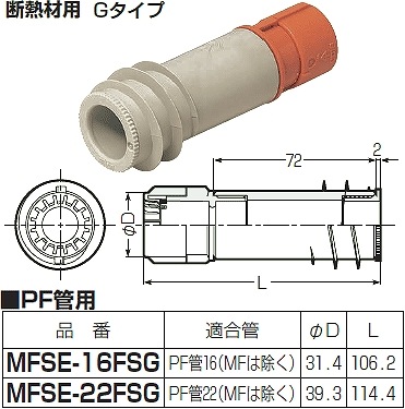 MFSE-16FSG 未来工業 断熱材用F・ころエンド(Gタイプ)PF管用（10個入