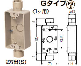 SW2S-22FGS 未来工業 露出スイッチボックス(Gタイプ・1ヶ用)ベージュ