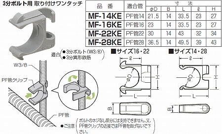 MF-22KE 未来工業 PF管クリップ(エコノミー)（10個入） 即配