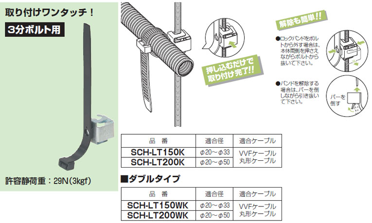 SCH-LT200K 未来工業 ロックバンド[高強度タイプ](ボルトクリップ付、10個入)