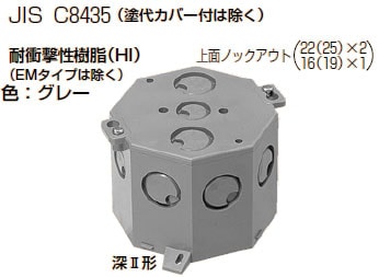 8CB-75N 未来工業 八角コンクリートボックス・深II形 即配・速配なら