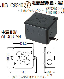 OF-4CB-75N 未来工業 四角コンクリートボックス(鉄製)中深II型 即配