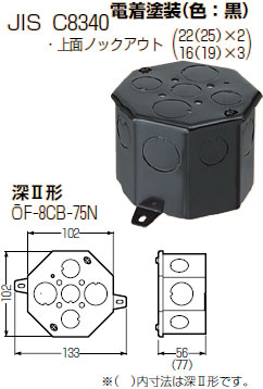 OF-8CB-75N 未来工業 八角コンクリートボックス(鉄製)深II型 即配