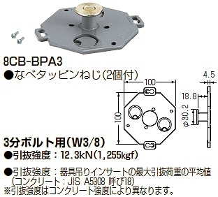 8CB-BPA3 未来工業 バックプレート(器具吊りインサート付)(10個入) 即